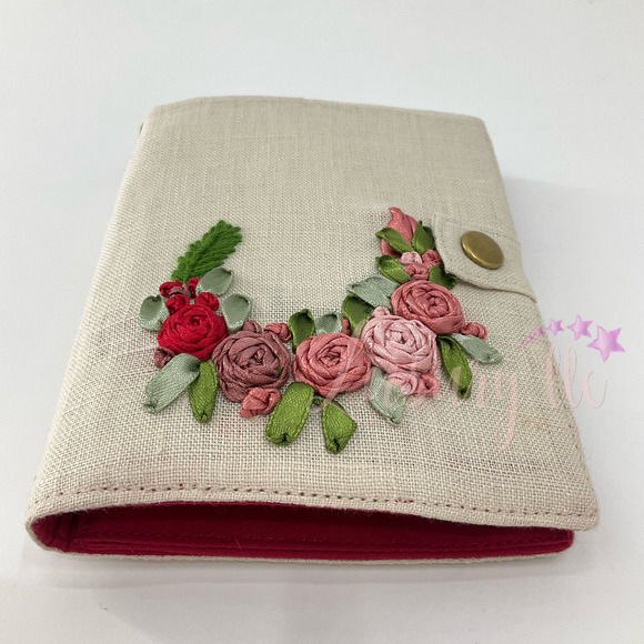 Tiny Rose Embroidery Passport Wallet & Silk Mask, Wedding Gift, Versatile - Picture 3 of 15